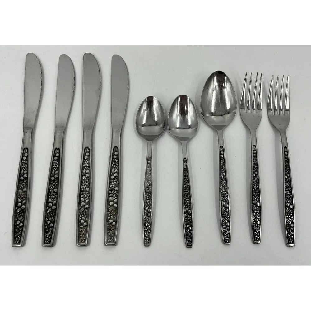 Pageant Stainless Japan Harvest Flatware 9 Pieces Forks Butter Knives Spoons